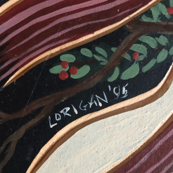 Hand-Painted Primitive Artist Signed Wood Plate Wall Plaque - Snowman Christmas - Picture 5 of 8